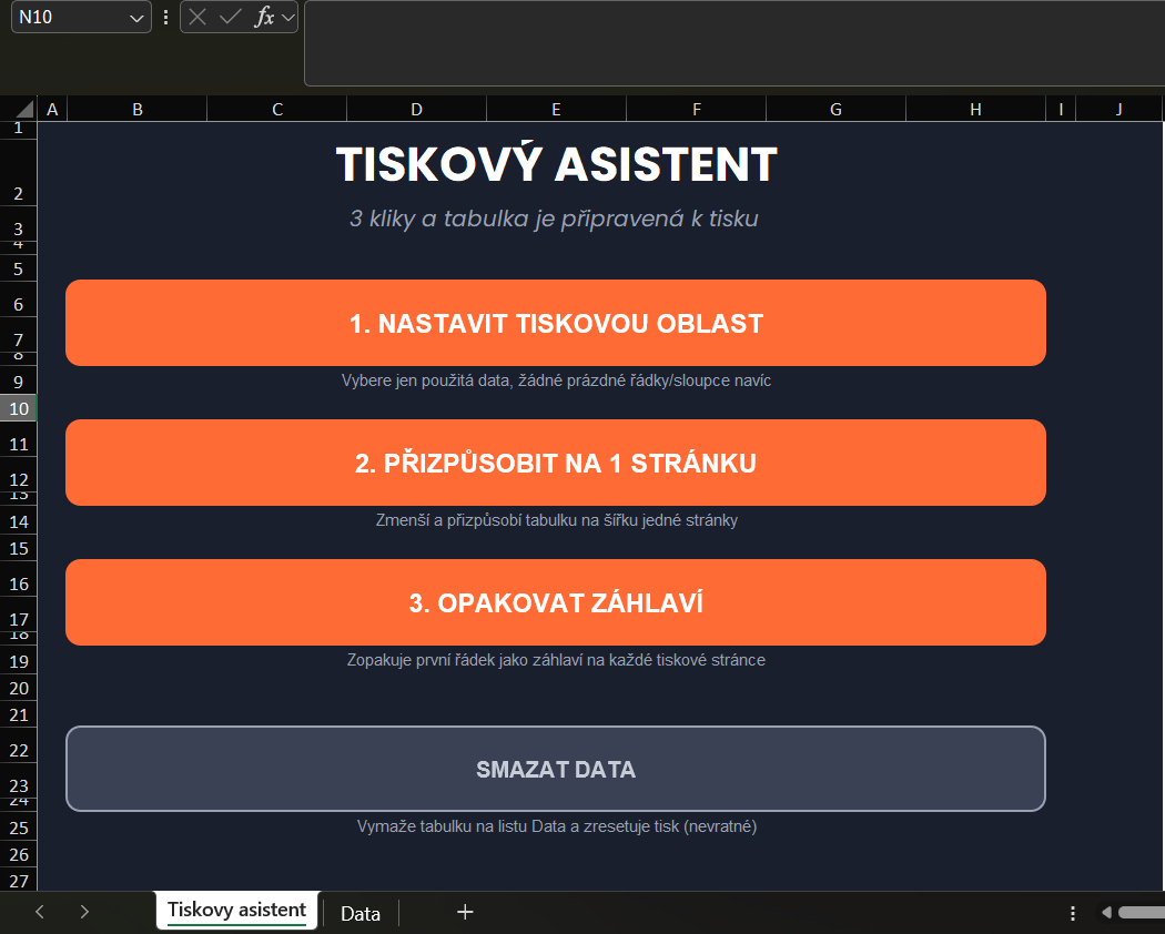 Náhled Tiskového asistenta v Excelu